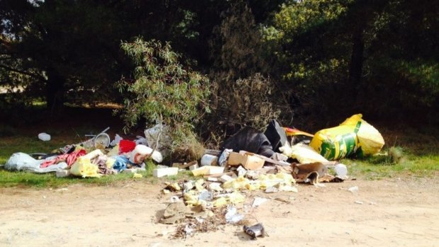 Spent firearm cartridges were found in this rubbish dumped outside Lark Hill Winery.