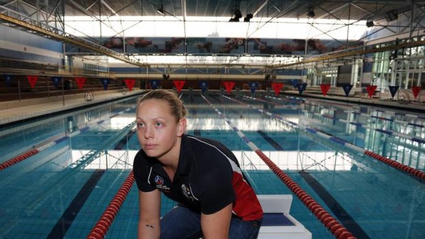 Australian women's water polo captain Kate Gynther poolside at the AIS.