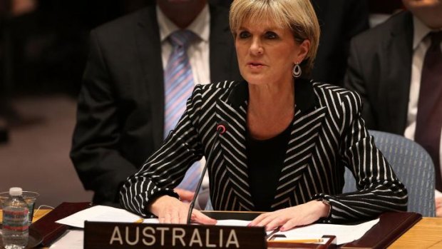 Foreign Minister Julie Bishop addresses the UN Security Council in New York on Monday.