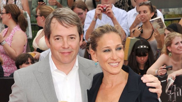 Family outing ... Sarah Jessica Parker, Matthew Broderick and their son James take in the latest Harry Potter flick.