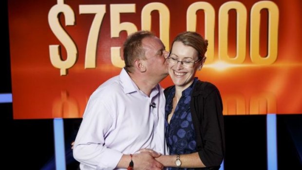 Big gamble ... Skarbek and his wife Jenny, after he knocked back taking home $766,000.