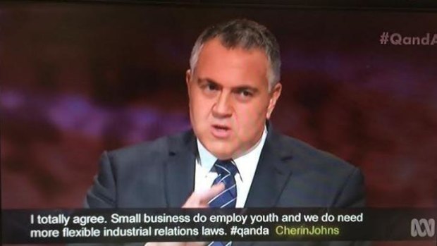 Joe Hockey goes on the defensive on ABC's <i>Q&A</i>.