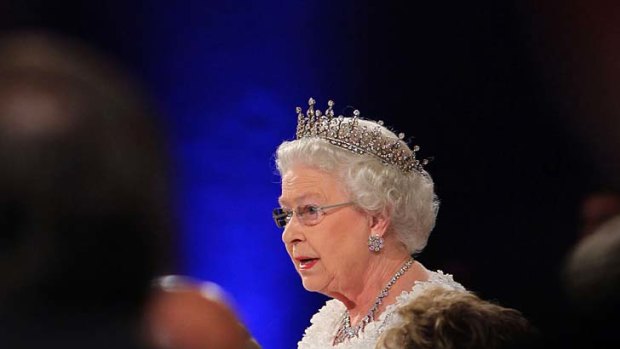 Queen Elizabeth II makes a speech at Dublin Castle.
