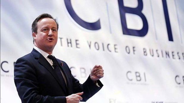 "The CBI have hugely helped this morning with a very positive report": Britain's Prime Minister David Cameron.