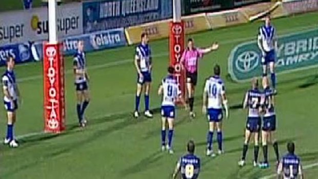 Under scrutiny ... the NRL is investigating the circumstances surrounding the first penalty, awarded to the Cowboys, in last Saturday's match against the Bulldogs.
