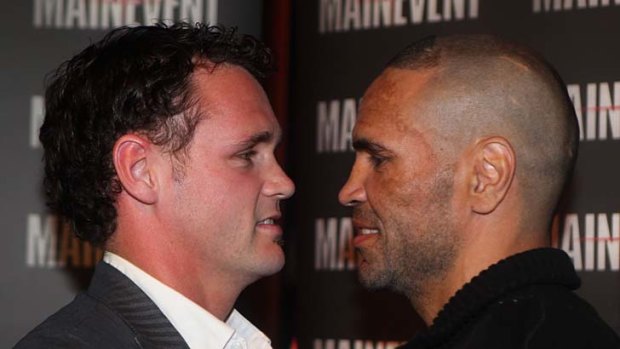 Facing off ... Anthony Mundine and Daniel Geale.
