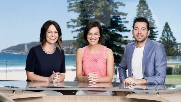 Beached: Ten's Wake Up hosts (from right) James Mathison, Natarsha Belling and Natasha Exelby.