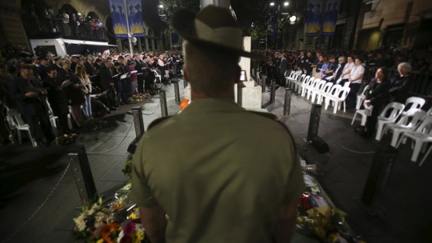 The Anzac Day Dawn Service at the Sydney Cenotaph in Martin Place.