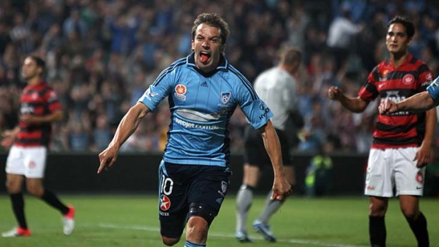 Bad memories ... Alessandro Del Piero scores in the first Sydney derby.