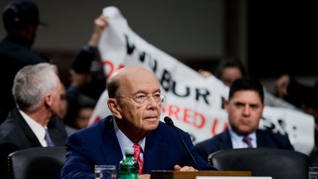 Donald Trump's pick for US commerce secretary, Wilbur Ross, giving testimony before the Senate on January 18.