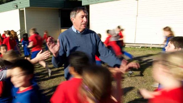 Port Melbourne principal Peter Martin in his crowded playground.