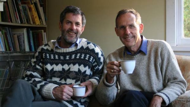 Content as they are ... Greens leader Bob Brown (right) with his partner Paul Thomas.