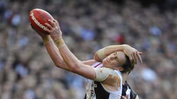 The tribunal may review a clash between Saint Justin Koschitzke and Collingwood's Darren Jolly.