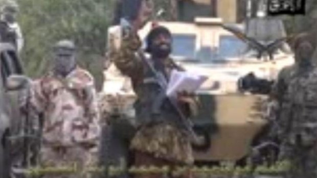 Abubakar Shekau, believed to be the leader of Boko Haram, is seen here in a still from a video the group released earlier this week.