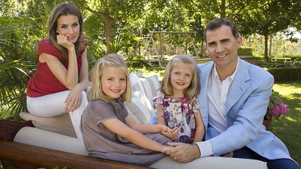 Royal family: Spanish Crown Prince Felipe, his wife Princess Letizia and their daughters Sofia, and Leonor, on her father's side.