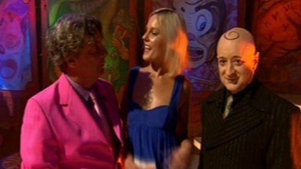 Funny business...the former girlfriend of John Della Bosca, with Sandman and Flacco on an episode of the ABC's Sideshow in 2007.