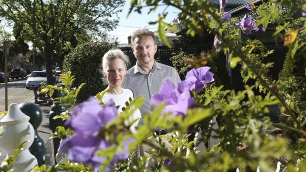 Digging in: Thieves stole Izabela Dobrostanski and John Tanas' lilies from their Hawthorn East front garden while they slept.