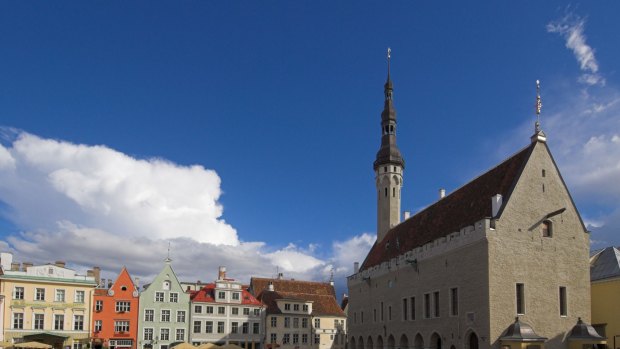 Tourist spots: Tallinn town hall and old town square.