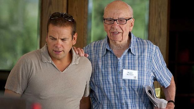 Next in line?: Lachlan Murdoch with his father.