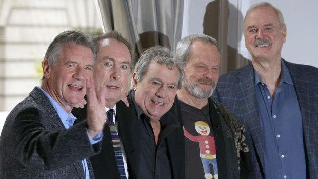 Reunited: The surviving members of the original cast of the Monty Python comedy team (from left) Michael Palin, Eric Idle, Terry Jones, Terry Gilliam and John Cleese at the announcement of a live show next July, in London.