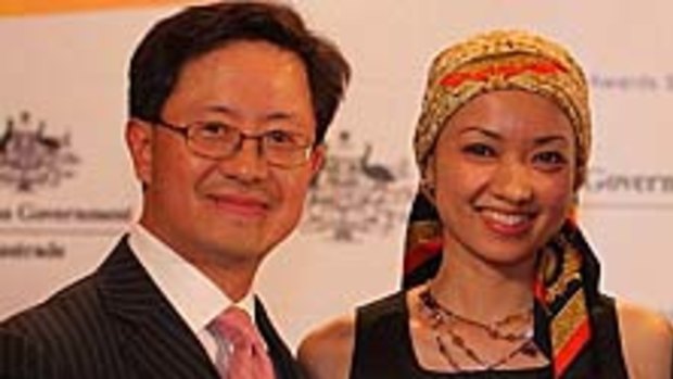 Arrested ... Matthew Ng, pictured here with his wife Nicki Chow in 2009.