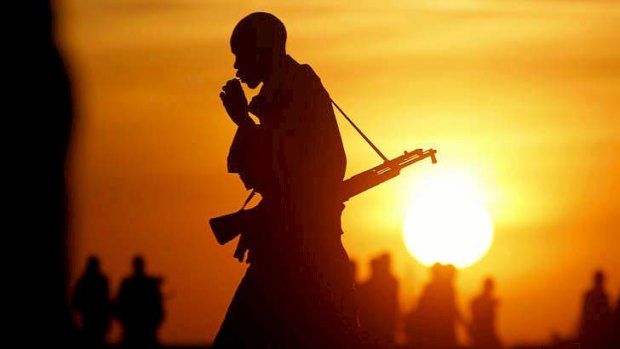 Rebel fighters in South Sudan.