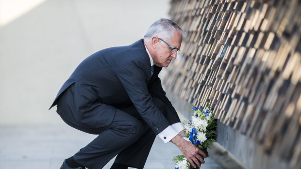 Prime Minister Malcolm Turnbull lays a wreath at the National Police Memorial during the service.  

29 September 2015
Photo: Rohan Thomson
The Canberra Times