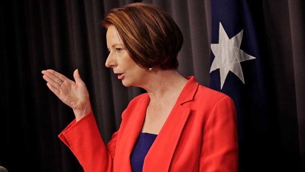 Flame grilled &#8230; Julia Gillard was on her feet for 50 minutes and took on all questions over her conduct as a solicitor at Slater &amp; Gordon.