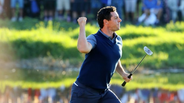 Coming back strongly: Rory McIlroy helped Europe's charge after the earlier whitewash.