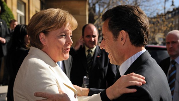 Of like mind ... Angel Merkel and Nicolas Sarkozy.