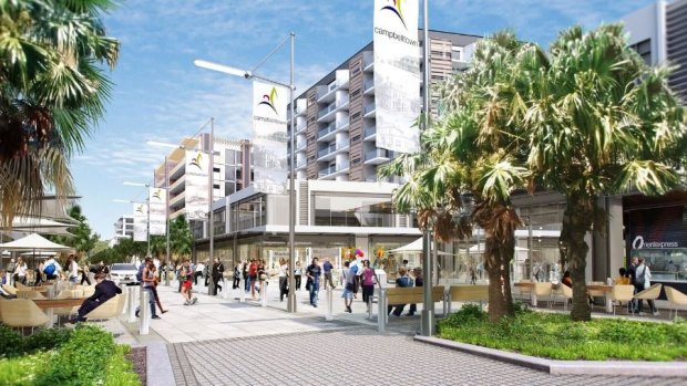 An artists' impression of the proposed development around Campbelltown Station