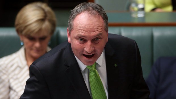 Agriculture Minister Barnaby Joyce during Question Time at Parliament House