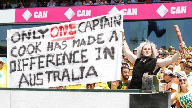 Sign of the times: Australian fans wax historical at the SCG on Friday.