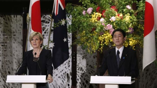 Australia's Foreign Minister Julie Bishop and Japan's Foreign Minister Fumio Kishida.