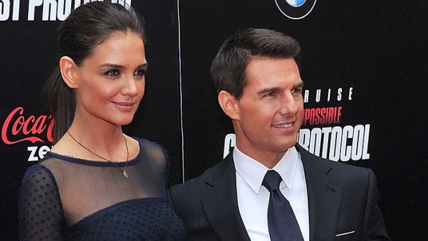 Awkward body language ... Katie Holmes and Tom Cruise, pictured in December 2011.