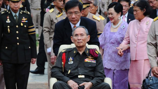 Thai King Bhumibol Adulyadej with Queen Sirikit, second right, in 2012.