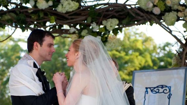 Chelsea Clinton during her marriage ceremony with Marc Mezvinsky.