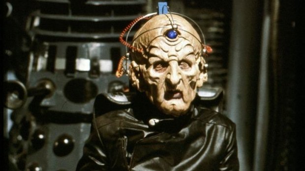 Terry Molloy in full costume as Davros on Doctor Who.