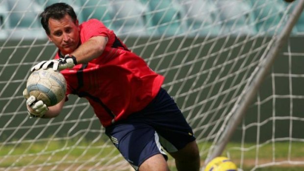 Safe pair of hands: Anthony LaPaglia during a Sydney FC training session in 2006.