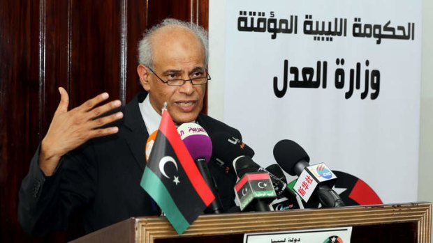 Libyan Justice Minister Salah al-Mirghani addresses a press conference about the capture by American forces of Al-Qaeda operative Abu Anas al-Libi.