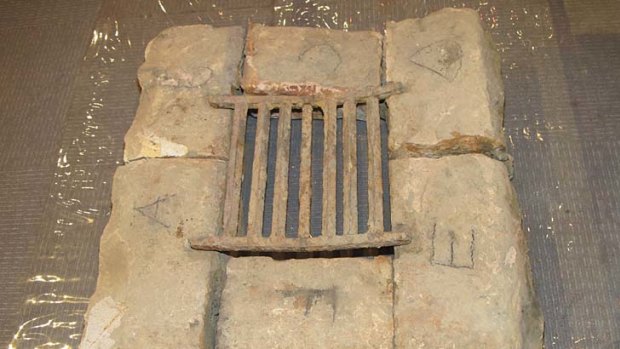 A grill and paving stones found in the depths of Brisbane City Hall.