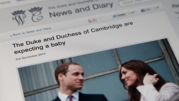 Big announcment ... the Duke and Duchess of Cambridge's official website delivers the baby news - and tills start ringing.