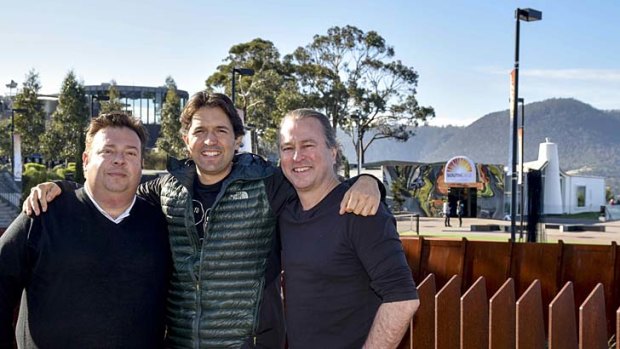 Top chefs Peter Gilmore, Ben Shewry and Neil Perry at MONA in Tasmania.