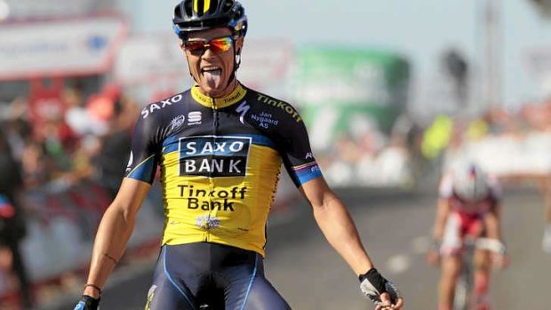 Victorious: Nicolas Roche of Ireland wins the second stage.