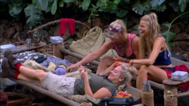 Put a ring on it: Ash Pollard joking with the girls on I'm A Celebrity Get Me Out of Here Australia.