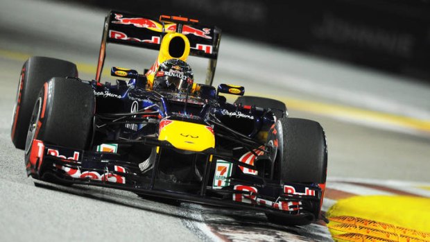 Sebastian Vettel negotiates a turn during the Singapore Grand Prix.