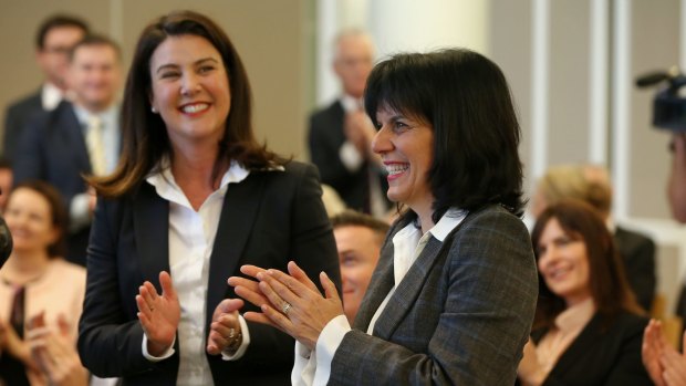 Incoming Chisholm MP Julia Banks (right) was also welcome at the meeting. Jane Hume (left) is yet to be confirmed in her place in the Senate.