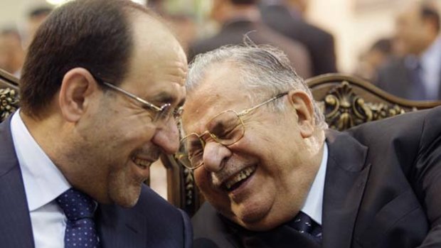 Iraq's Prime Minister Nouri al-Maliki, left, and President Jalal Talabani.