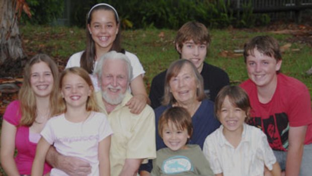 A life dedicated to saving the planet ...  Fred and Joan Bell with their seven grandchildren.