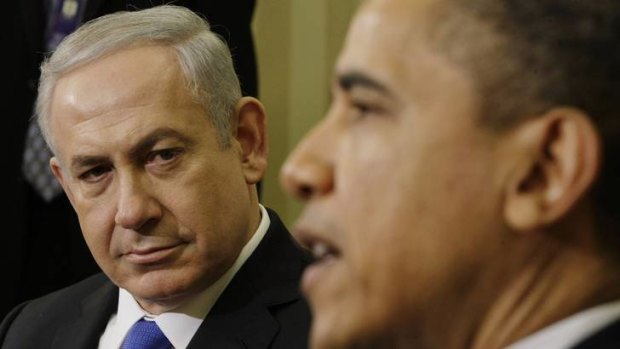 Strained history ...  President  Obama  with Israel's Prime Minister Benjamin Netanyahu in  March 2012. Mr Netanyahu appeared to back Mitt Romney in the presidential election.